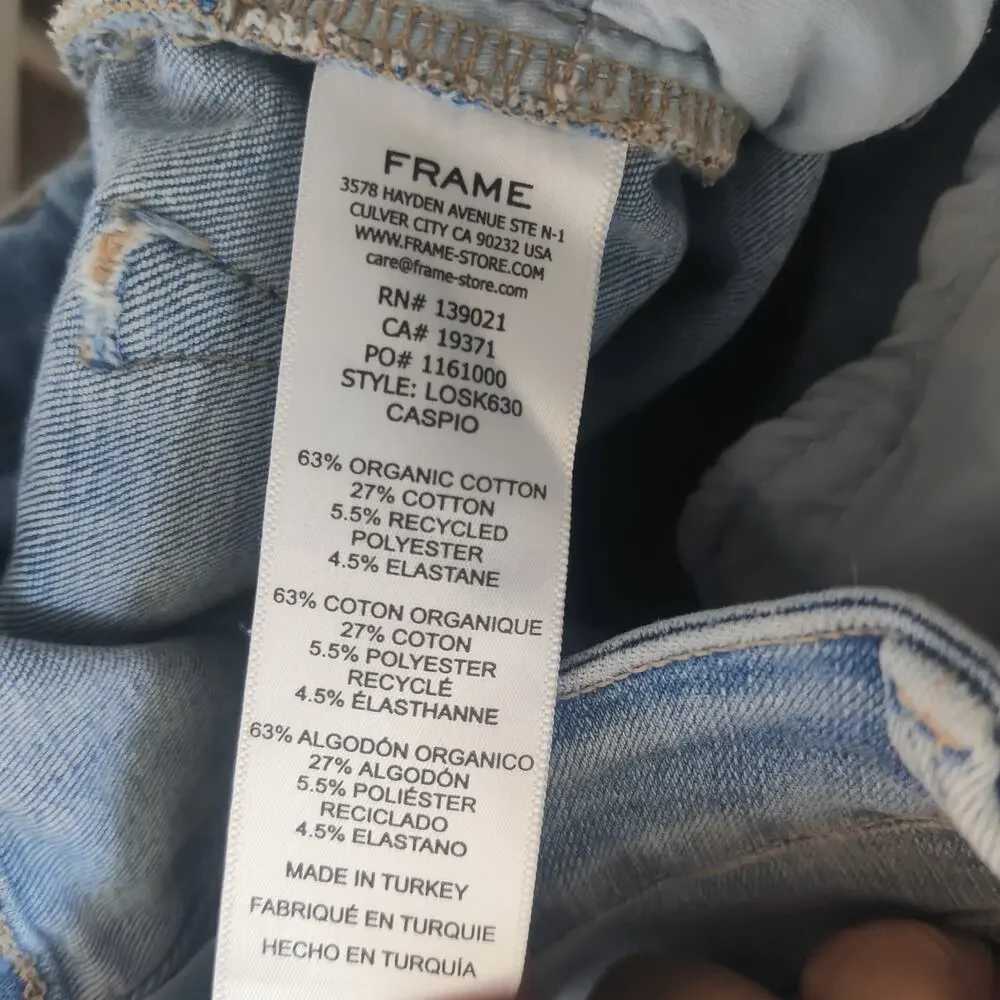 Frame Le One Skinny Jeans in Blue Caspio Sz 2 (Fits 29-34) High Rise Cropped - Picture 11 of 11